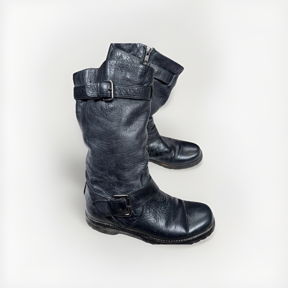 Gentle Souls By Kenneth Cole Buckled Up Moto Boots Womens 9M Black Leather Biker